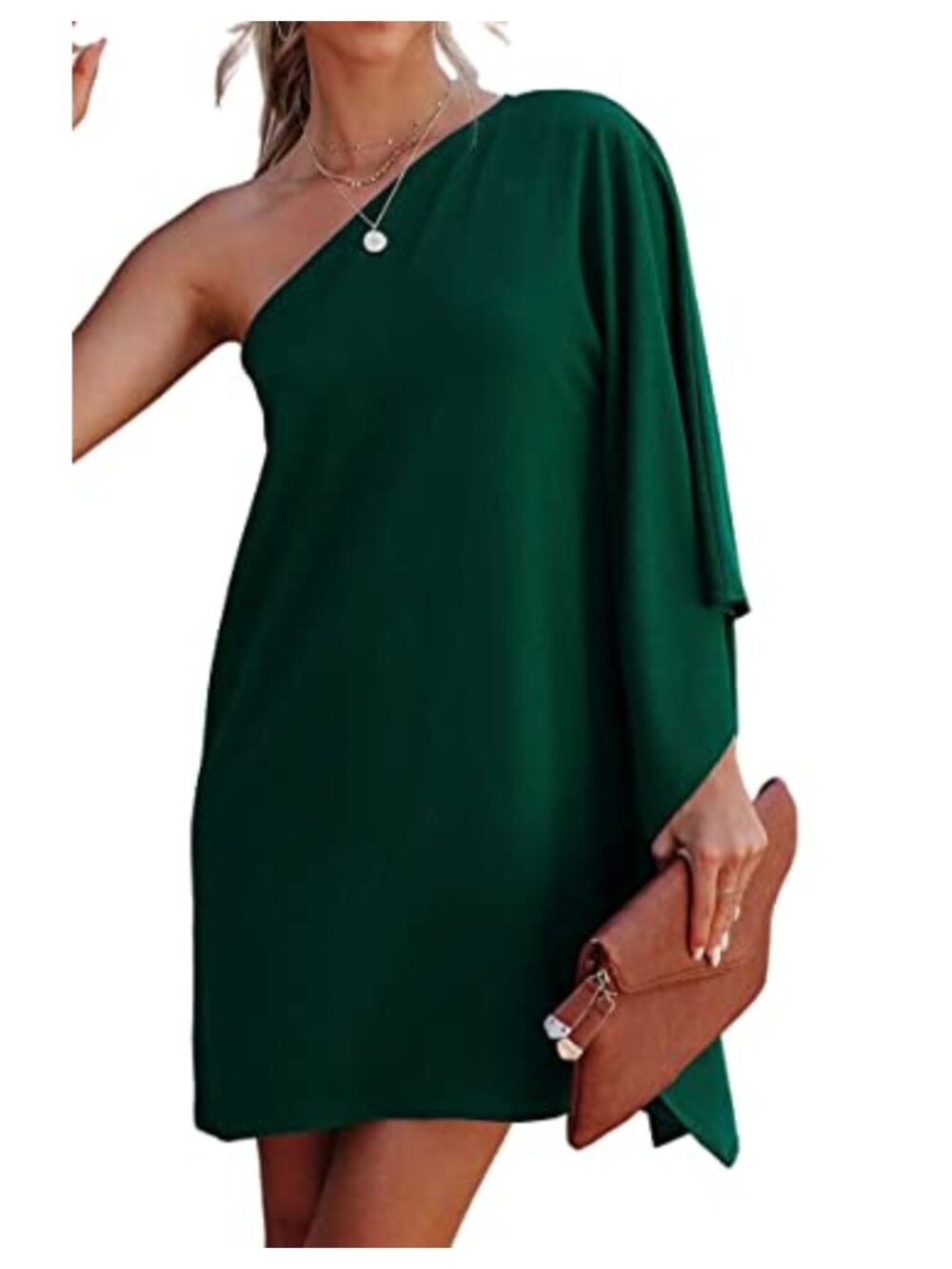 One Shoulder Batwing Sleeve Cocktail Dress